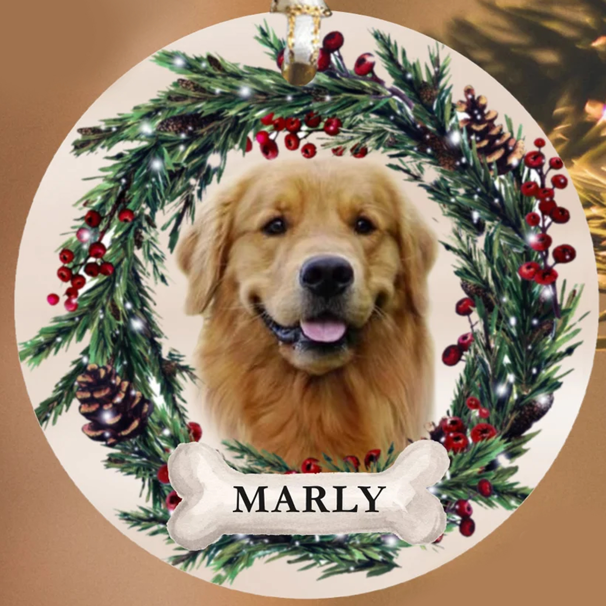 Personalized Pet Ornament Custom Dog Christmas Ornament Pet Memorial Ornament Cat Christmas Photo Ornament Pet Portrait Name Gift